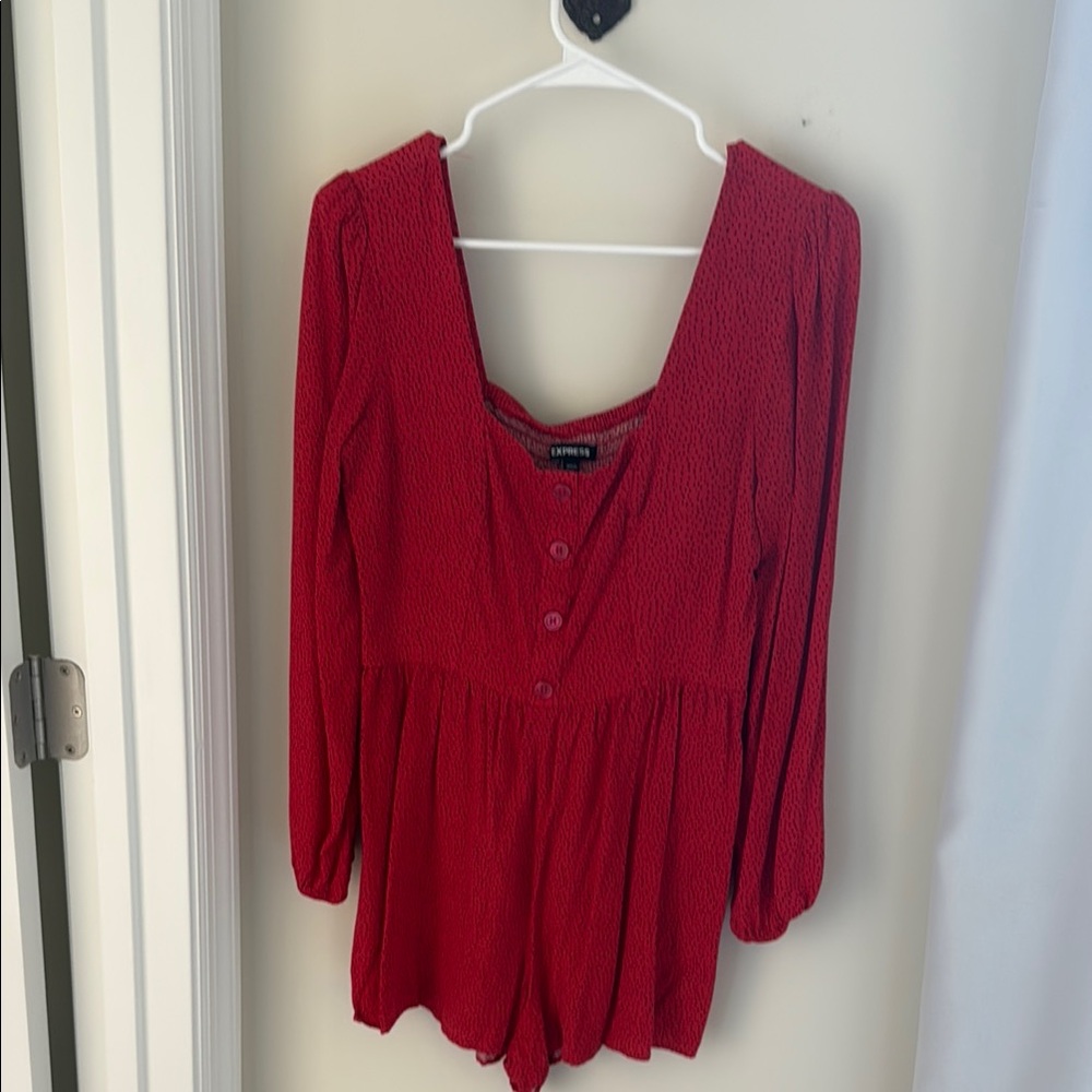 Express Red Button-Down Blouse